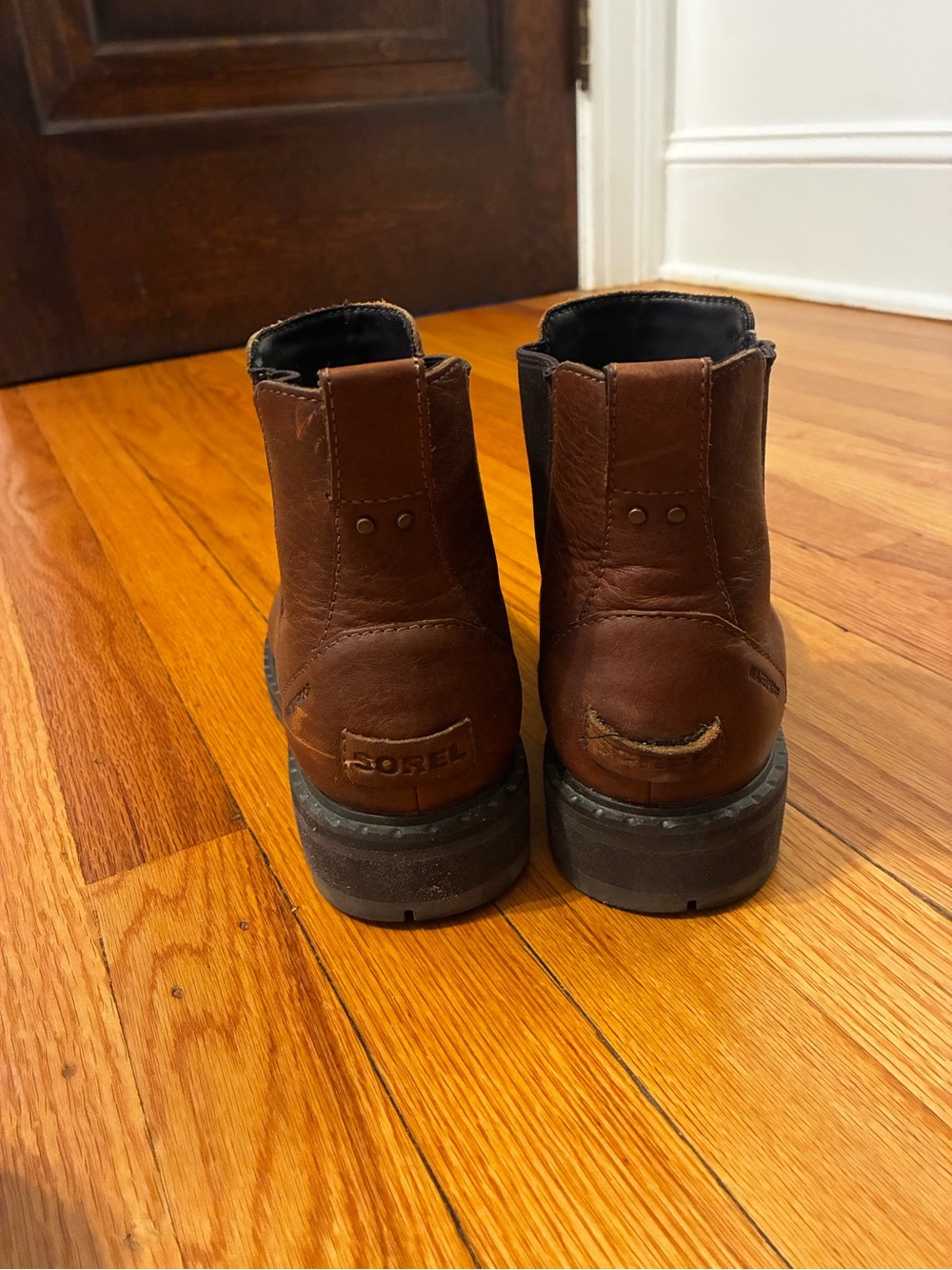 Sorel Lennox Chelsea Boots Velvet Tan Brown Leather Size 8 - Picture 4 of 8